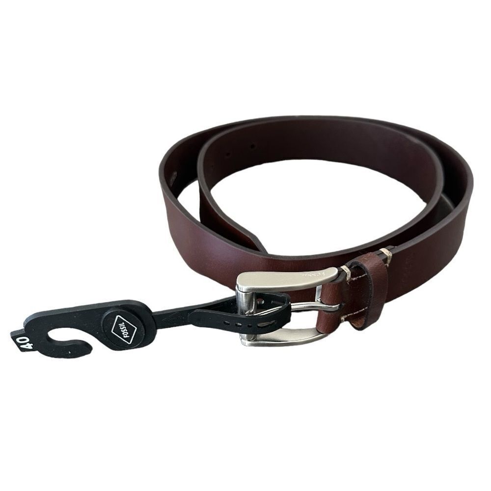 Fossil Mitchell Men's Brown Leather Belt - Size 40 - NWT 1-1/8” Width